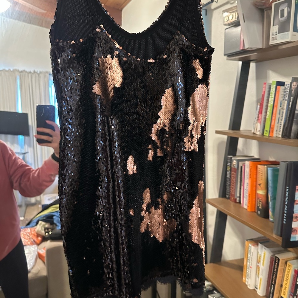 Black and Gold Sequin mini dress